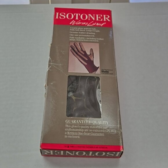 Isotoner Warm Lined Fully Knit Lined Longer Length Genuine Leather Detail - Picture 3 of 12